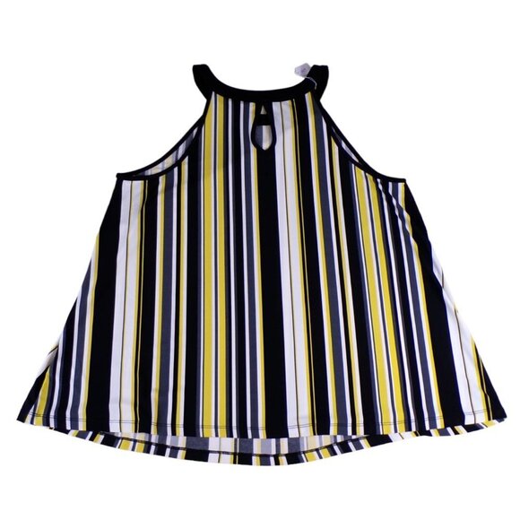 TORRID Blouse Stretch Halter Sleeveless Yellow Black White Sz 0/12/L #443 - Picture 4 of 7